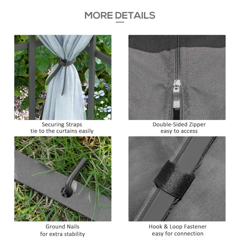 Outsunny 10'x10' Garden Gazebo Patio Canopy Portable Party Event Backyard w/ Mosquito Netting Grey