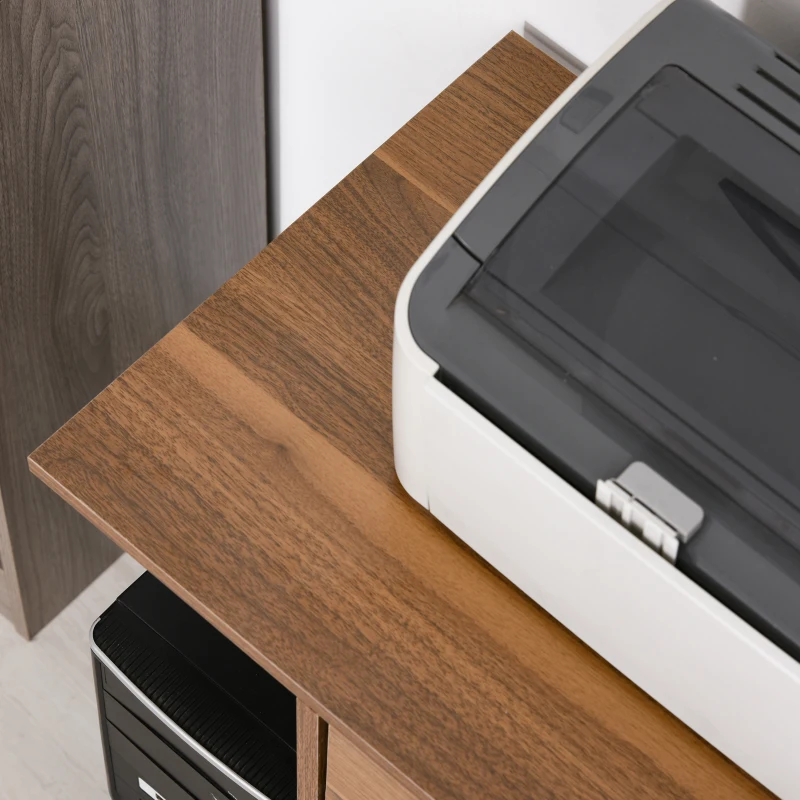 Vinsetto Mobile Printer Stand, Rolling File Cabinet Cart with Wheels, Adjustable Shelf, Drawer and CPU Stand, Walnut