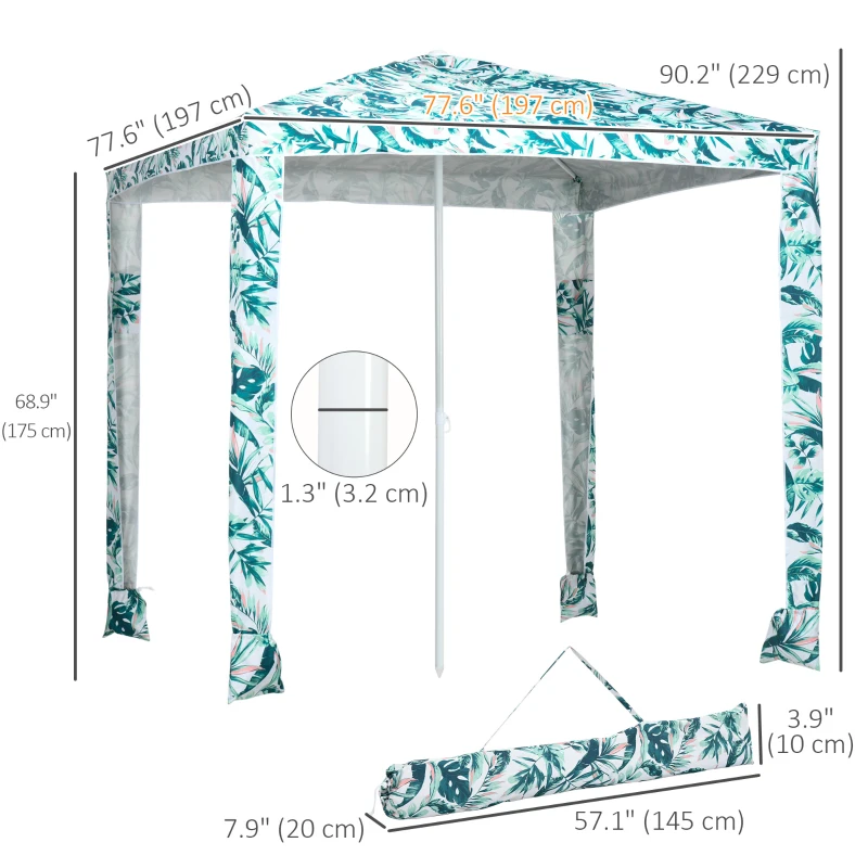 Outsunny Beach Umbrella, 6.5' Easy-Assembly Sun-Shade Shelter with Sandbags and Carry Bag, Cool UV50+, Green