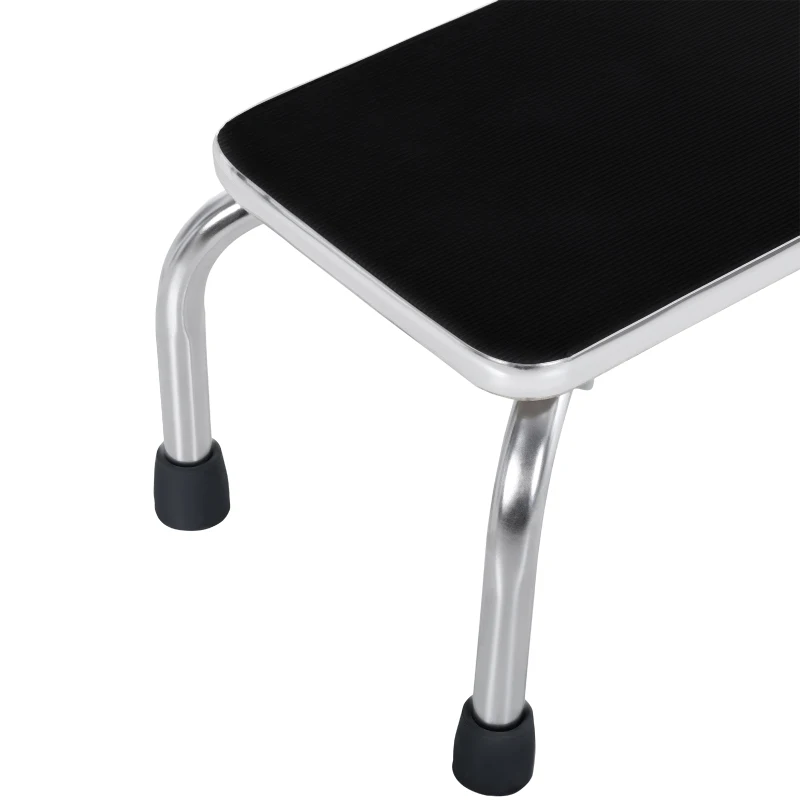 HOMCOM Step Stool with Handle for Adults and Seniors, Heavy Duty Metal Foot Step Stool for Elderly, Portable Stool with Anti-slip Design