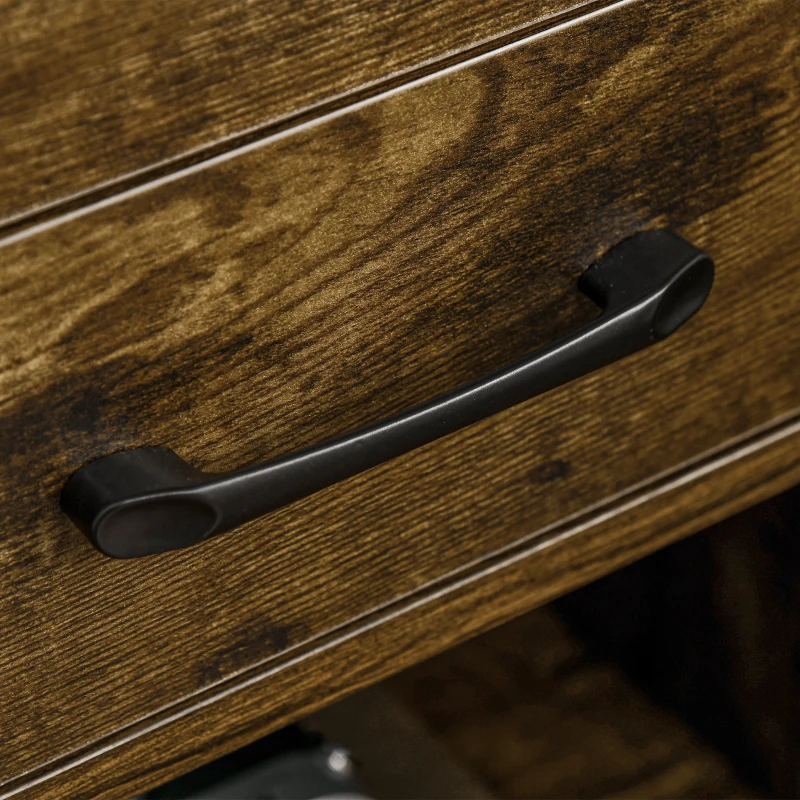 HOMCOM Tall Nightstand with Charging Station and LED Lights, Small Bedside Table with AC Outlets, USB Ports, 2 Drawers, Shelf