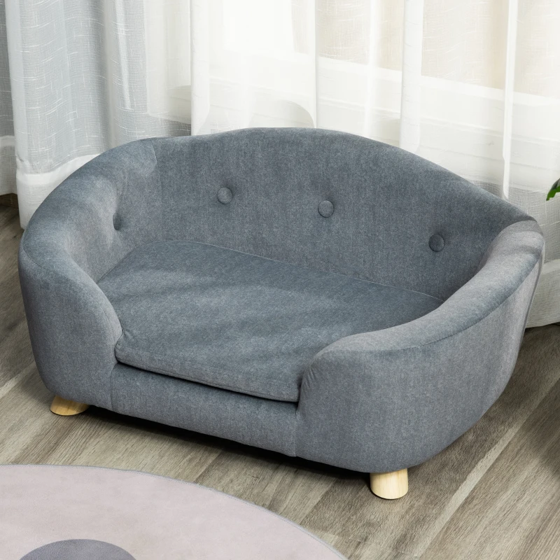 PawHut Miniature Dog / Cat Couch w/ Washable and Removable Cushion, Waterproof Cover, Gray