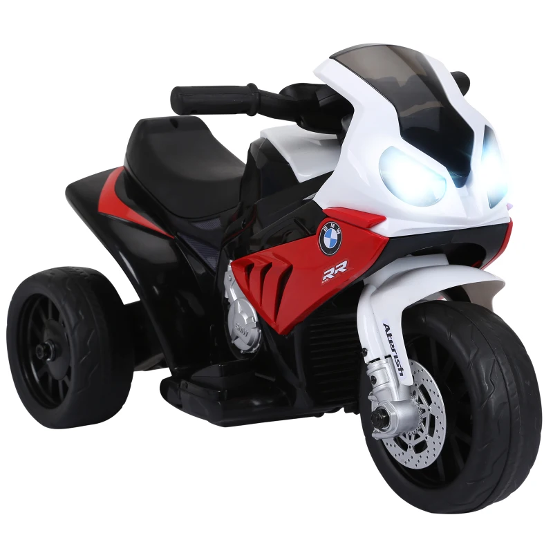 Aosom Kids Motorcycle, 6V Battery Powered Toddler Motorcycle with Headlight, Music, 3 Wheels Electric Motorcycle for Kids, Licensed BMW, Gift for Boys & Girls -Red