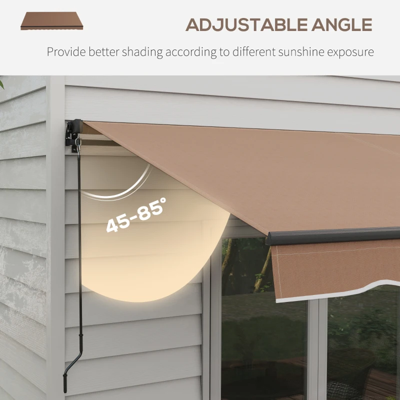 Outsunny 12' x 10' Retractable Awning, 280gsm UV Resistant Sunshade Shelter for Deck, Balcony, Yard, Coffee