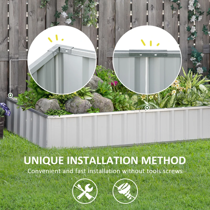 Outsunny 5.7' x 3' x 1' Raised Garden Bed, Galvanized Metal Planter Box for Vegetables Flowers Herbs, White