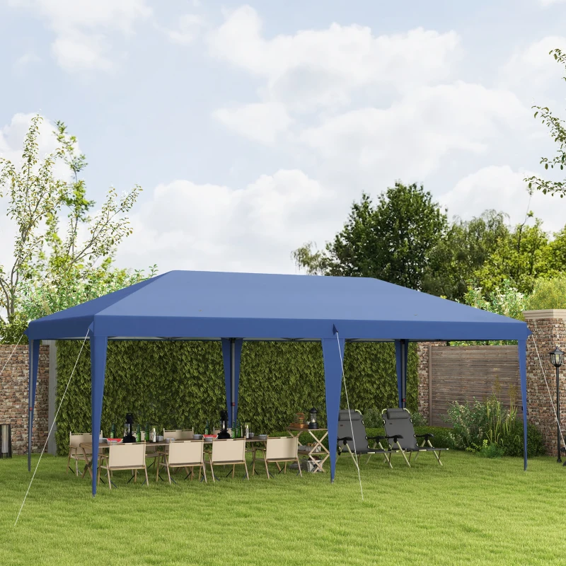 Outsunny 10' x 20' Outdoor Gazebo Pop Up Canopy Party Tent with Carrying Bag, Blue