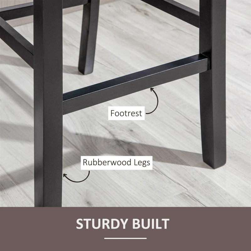 HOMCOM 2 Pieces Retro Style Bar Stools Tall Chair with Back  Footrest for Home Pub