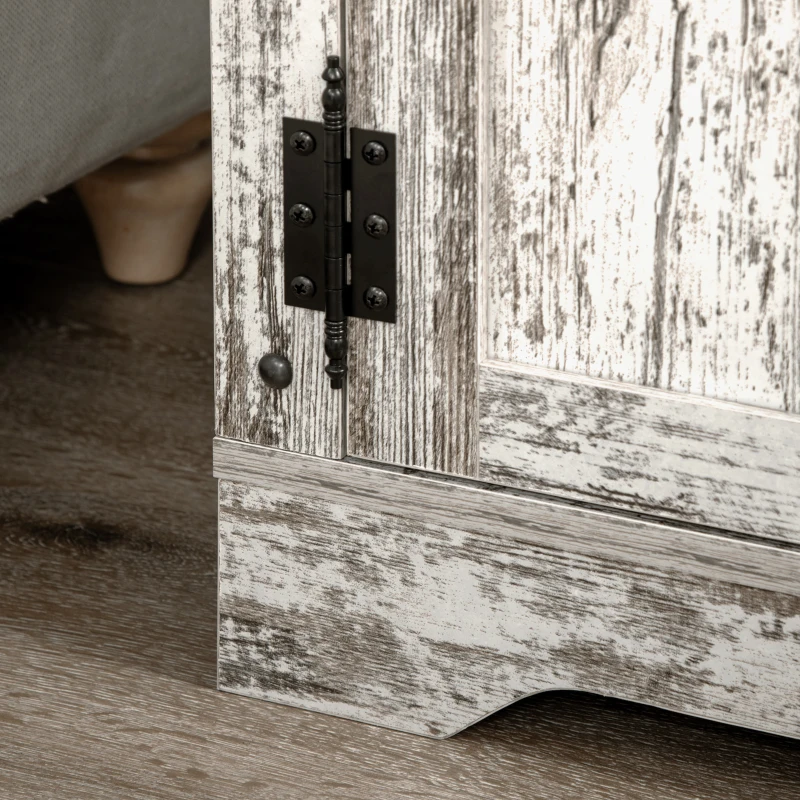 HOMCOM Industrial Sideboard Buffet Cabinet, Kitchen Cabinet with 4 Drawers, 1 Door, Adjustable Shelf Coffee Bar Cabinet, Distressed White