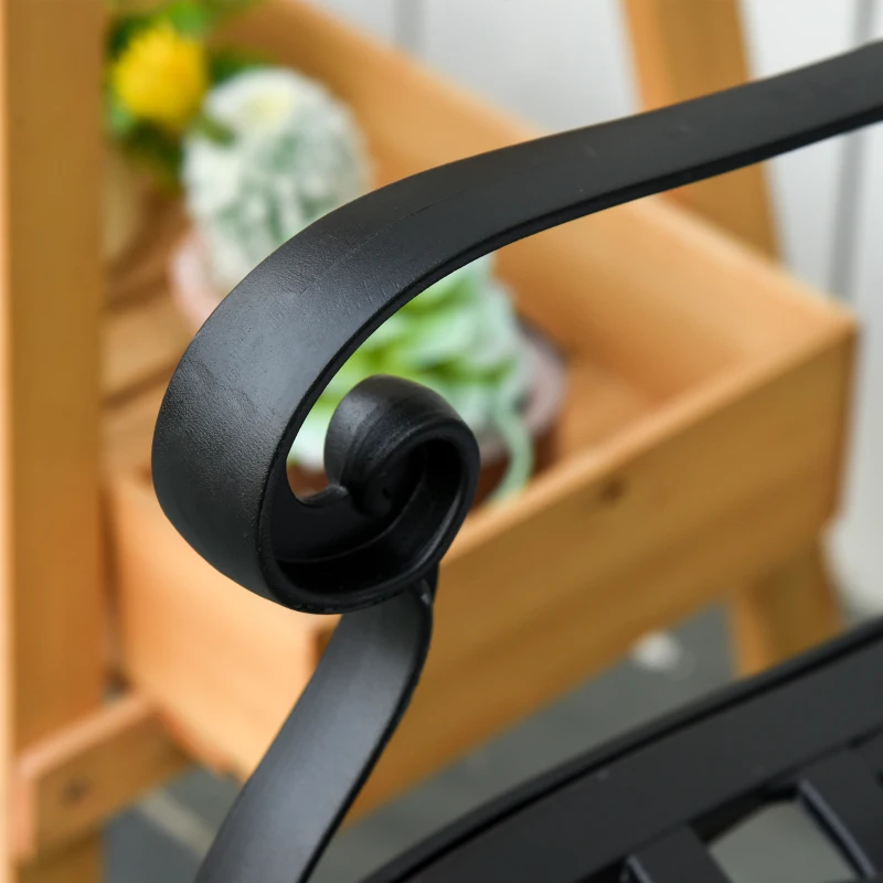 Outsunny Outdoor Garden Bench, 40" Patio Bench with Aluminum Frame and Armrests, 2-Person Patio Loveseat with Floral Pattern for Park, Porch, Yard, Lawn, 485 LBS Capacity