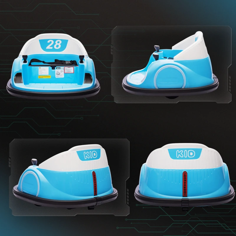 Qaba 12V Bumper Car for Toddlers, Ride On Car with 360 Degree Remote Control, Lights Music Horn, for 1.5-5 Years, Light Blue