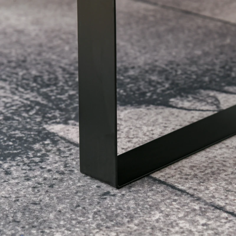 HOMCOM Mid-century Modern Coffee Table with Storage Drawer, Metal Sled Designed Legs and Wood Grain Surface for Living Room, Dark Grey