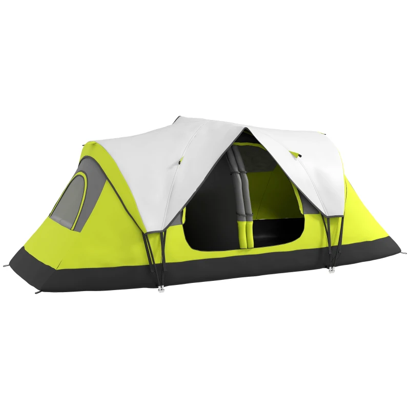 Outsunny Camping Tent for 6-8 Man with 2000mm Waterproof Rainfly and Carry Bag for Fishing Hiking Festival, Green