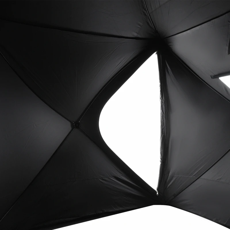 Outsunny 2-4 Person Pop-up Ice Fishing Tent Portable Ice Fishing Shelter with Windproof Windows and Carrying Bag Hub Fish Shelter, Black