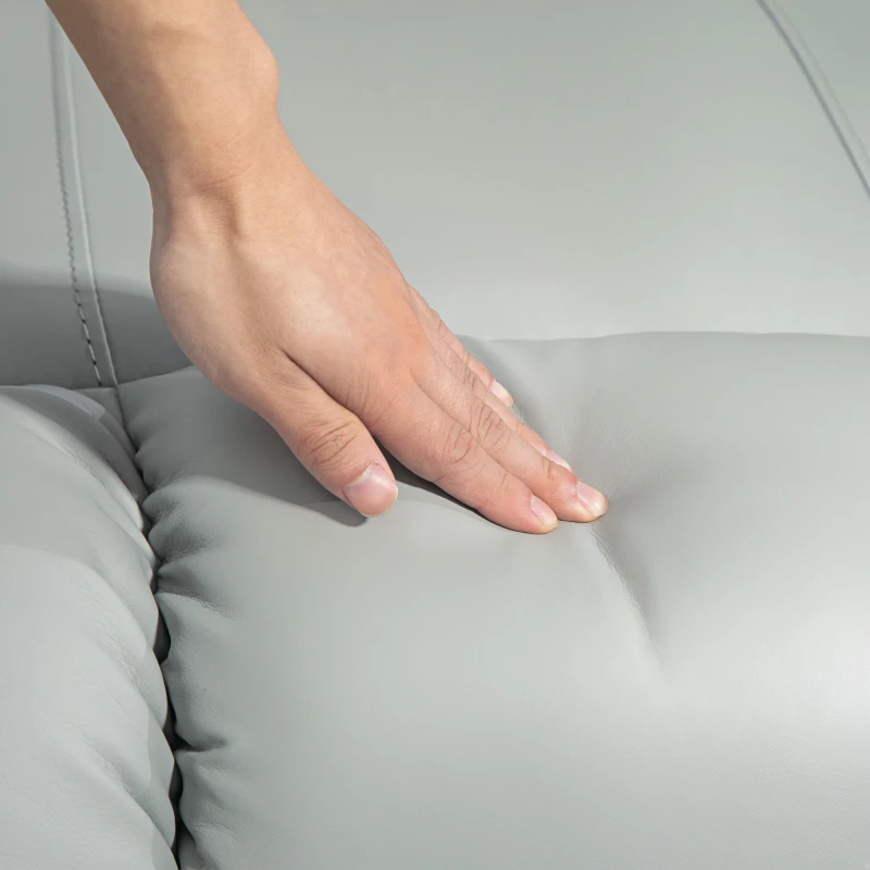 HOMCOM Recliner Chair with 8 Vibration, Overstuffed PU Leather Reclining Chair with Wide Seat, Cup Holders, Rocking, Light Grey