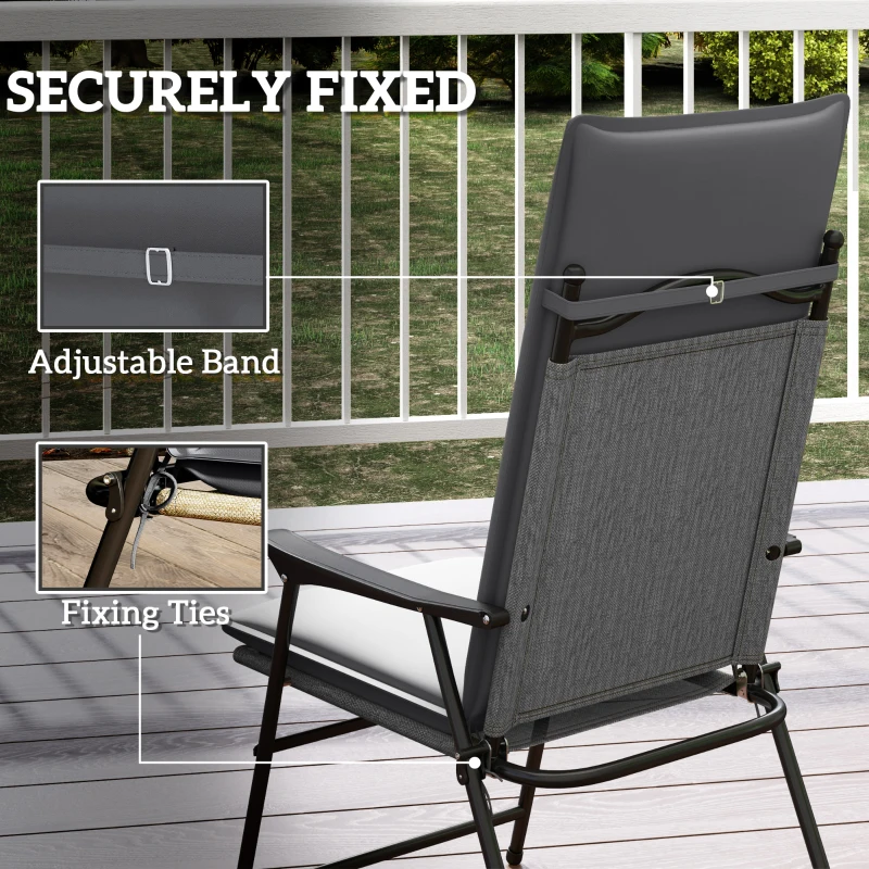 Outsunny Outdoor Chair Cushions Set of 2 High Back Patio Seat Cushions UPF50+ Fade Resistant Yarn-Dyed Polyester, Dark Grey