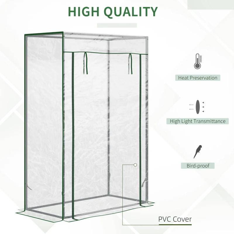 Outsunny 40"L x 20"W x 59"H Walk-in Garden Greenhouse with Steel Frame Outdoor Hot House Tomato Plant Warm House w/ Roll up Door, Plastic Cover, Clear