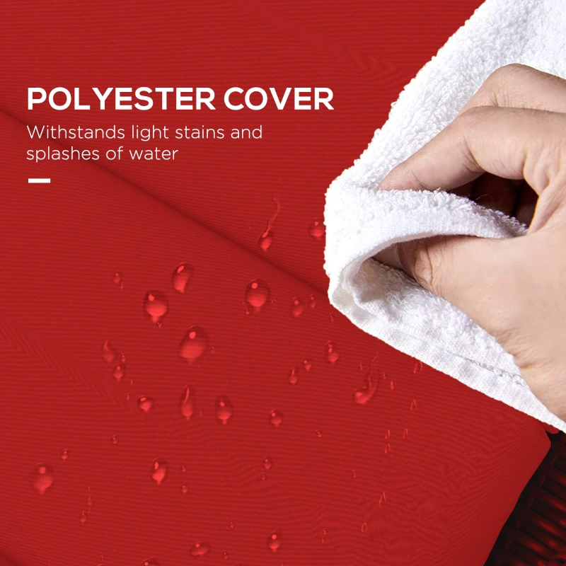 Outsunny Patio Chaise Lounge Chair Cushion Replacement Sun Lounger Pads with Headrest and Ties, Wine Red