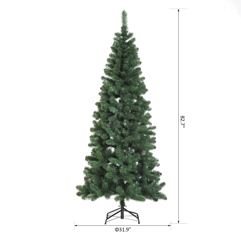 HOMCOM 6.9ft Christmas Tree Artificial Evergreen Spruce Xmas Tree Holiday Decor Indoor Outdoor w/ Stand 631 Branch Tips Seasonal Decoration Green