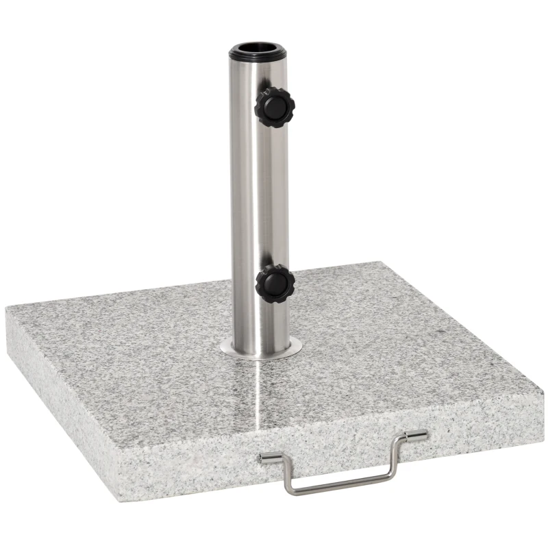 Outsunny 55 lbs Marble Square Umbrella Stand 16.5" Market Heavy Holder Base w/ Wheels, Grey