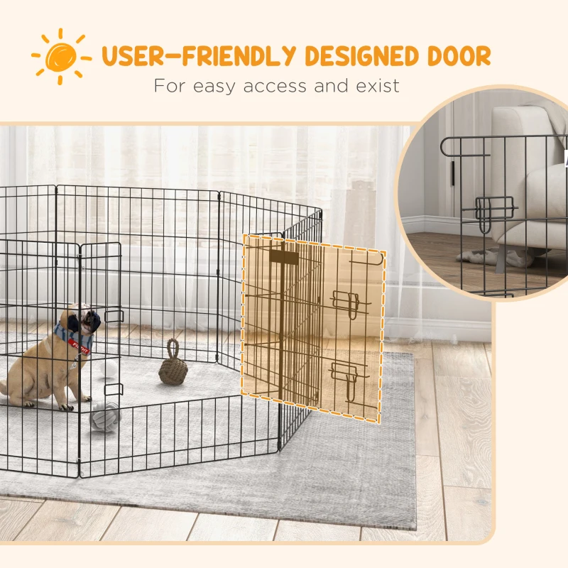 PawHut 24inch Foldable Metal Exercise Pet Playpen Yard Dog Puppy Kennel Cage 8 Panel