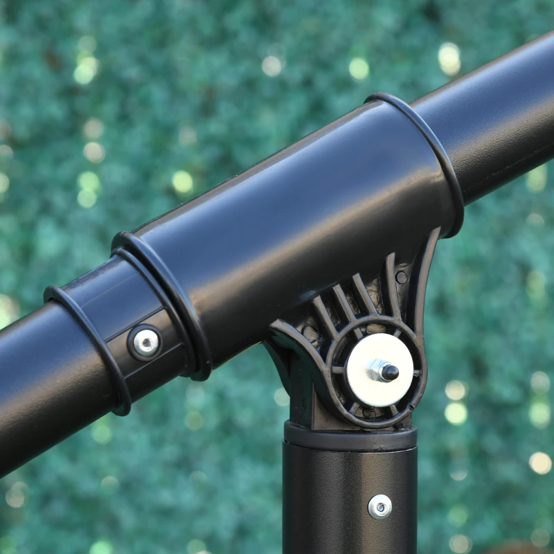 Outsunny 10ft Outdoor Cantilever Umbrella with Solar Lights, Banana Umbrella with Adjustable Angle for Patio, Backyard, Dark Gray