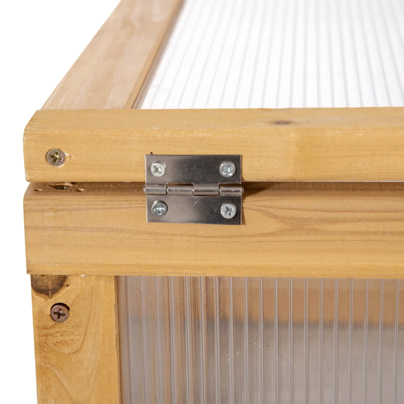 Outsunny Wooden Cold Frame Greenhouse Garden Portable Raised Planter with Openable Top for Indoor, Outdoor, Flowers, Vegetables, Plants, 35.5"x23.5"x15.75", Light Brown