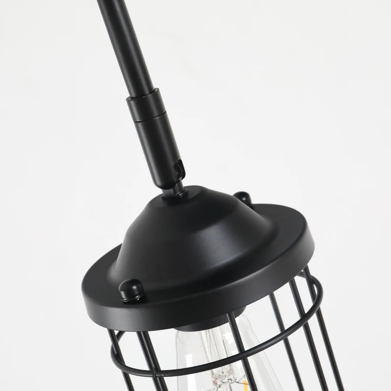 HOMCOM 61.75" Vintage Floor Lamp Standing Lamp With Rotatable Lampshade E26 Socket Pin Steel Living Room, Black