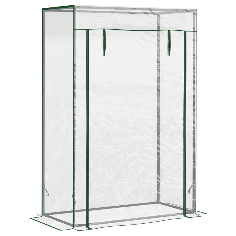 Outsunny 40"L x 20"W x 59"H Walk-in Garden Greenhouse with Steel Frame Outdoor Hot House Tomato Plant Warm House w/ Roll up Door, Plastic Cover, Clear
