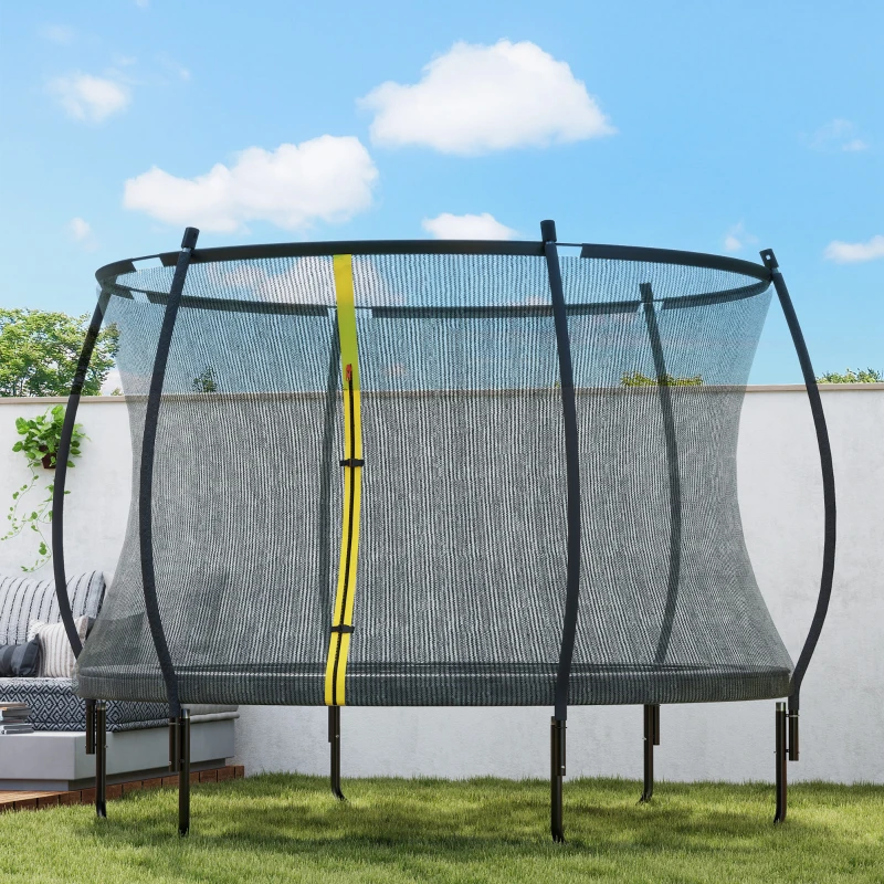 Soozier 8ft Outdoor Trampoline with Net Enclosure, Curved Poles and Safety Pad, ASTM Approved, Black