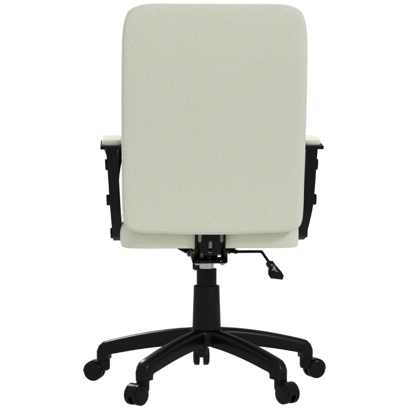Vinsetto Mid Back Office Chair, Computer Chair for Desk, with Adjustable Height, Swivel Wheels, Arms, Cream White