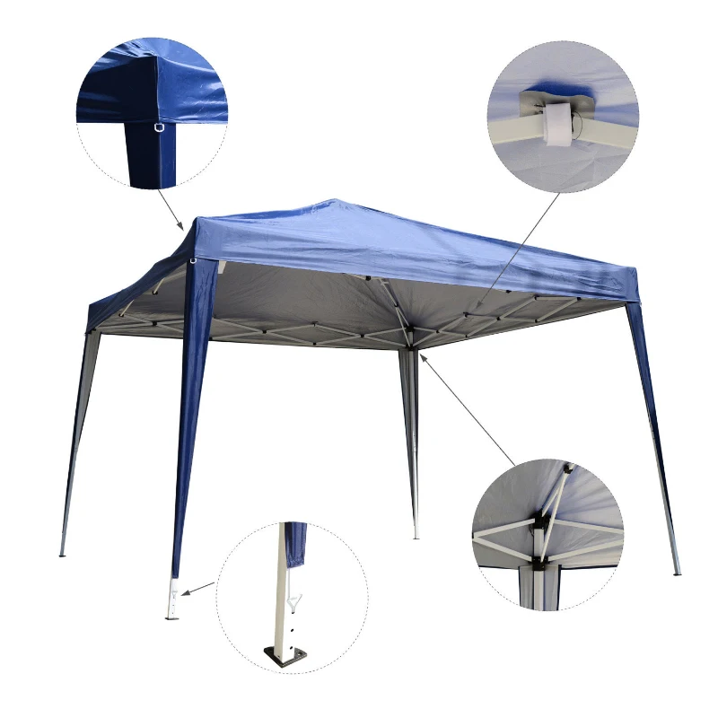 Outsunny 10' x 10' Easy Pop Up Canopy Gazebo Party Tent Shelter - Blue