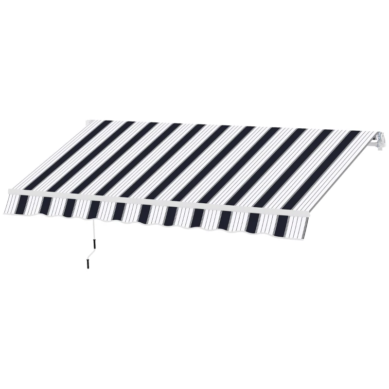 Outsunny 8' x 7' Retractable Awning, Patio Awnings, Sunshade Shelter with 280 g/m² UV & Water-Resistant Fabric and Aluminum Frame for Deck, Balcony, Yard, Blue and White