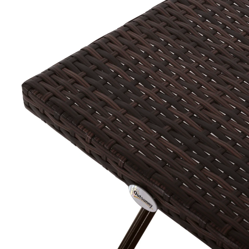 Outsunny Patio Wicker Coffee Table, Outdoor PE Rattan Garden Folding Side Table, 15.75"x15.75"x15.75", Brown