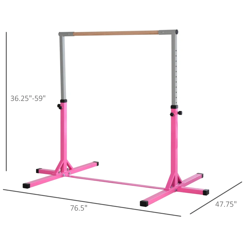Soozier Gymnastics Bar for Kids, Adjustable Height Kip Bar for Home, Pink