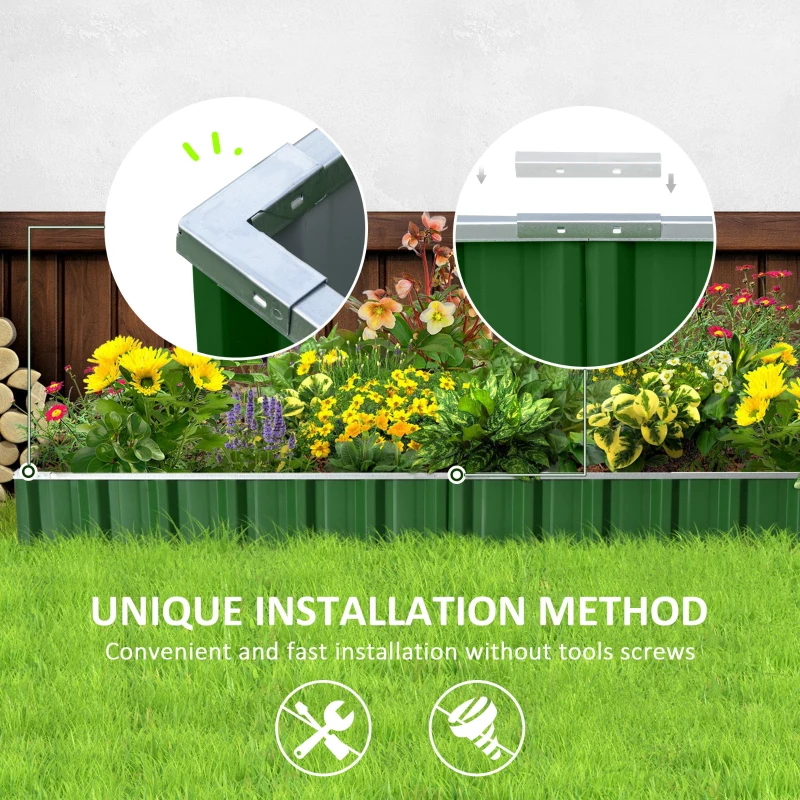 Outsunny 8.5' x 3' x 1' Raised Garden Bed, Galvanized Metal Planter Box for Vegetables Flowers Herbs, Green