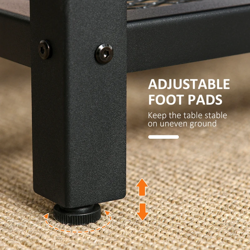 HOMCOM Industrial Coffee Table with Storage Shelf, Center Table with Metal Frame for Living Room, Rustic Brown