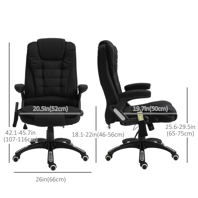 Vinsetto Reclining Massage Office Chair, Executive Office Chair with High Back, Swivel Wheels, Black