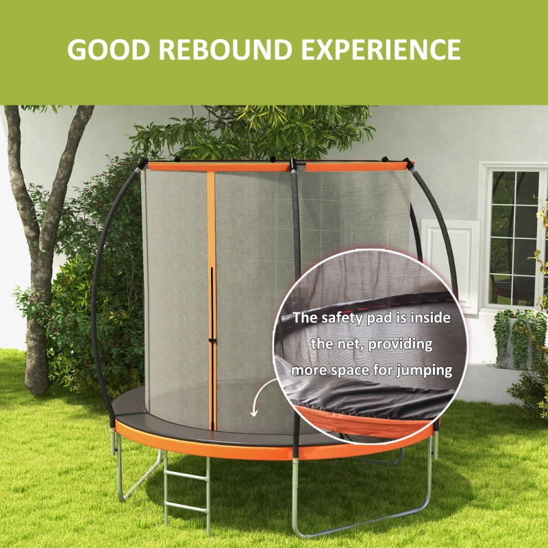Soozier 10ft Outdoor Trampoline with Enclosure Net and Ladder, Backyard Fitness Trampoline for Teens and Adults