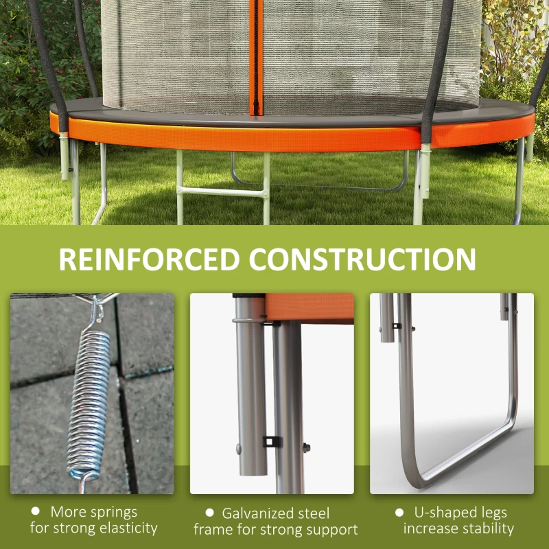 Soozier 8ft Outdoor Trampoline with Enclosure Net and Ladder, Backyard Fitness Trampoline for Teens and Adults