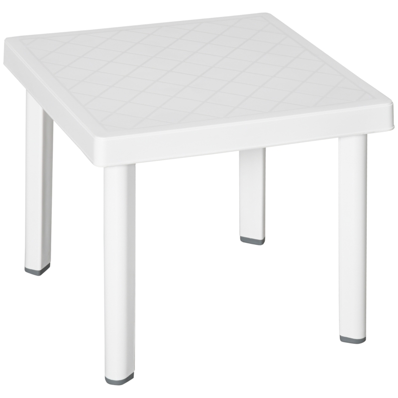 Outsunny Garden Side Table, Plastic Outdoor Square Coffee Table for Drink, Snack, White