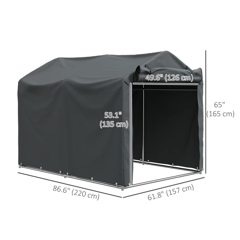 Outsunny Outdoor Storage Shed, UV Resistant Bike Tent with Roll-up Zipper Door, Portable Shed for Bike, Motorcycle, Dark Grey