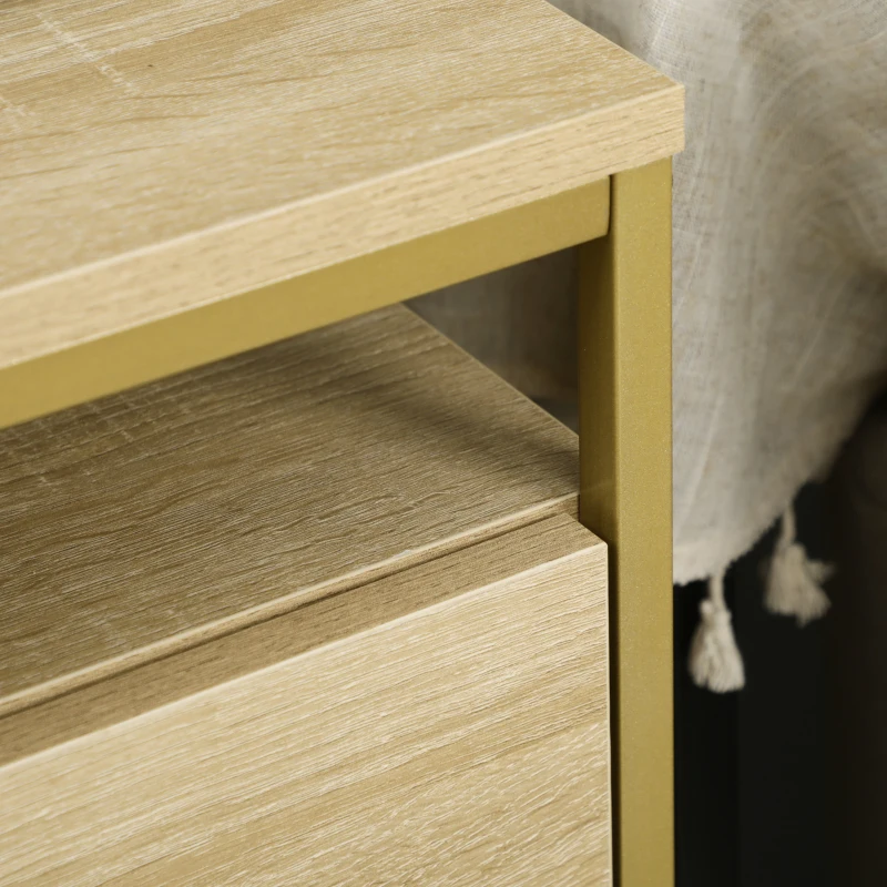 Vinsetto Lateral Filing Cabinet, 2 Drawers File Cabinet with Hanging Bars for A4 and Letter Size, Printer Stand for Home Office, Natural Tone