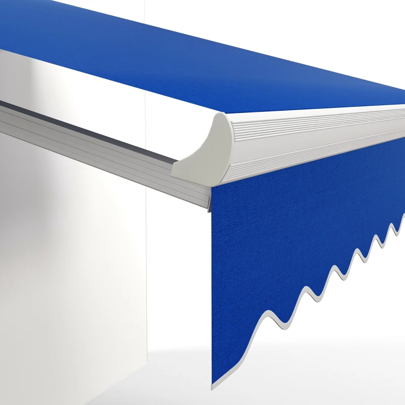 Outsunny 8'x7' Patio Awning Manual Retractable Sun Shade Outdoor Deck Canopy Shelter, Blue