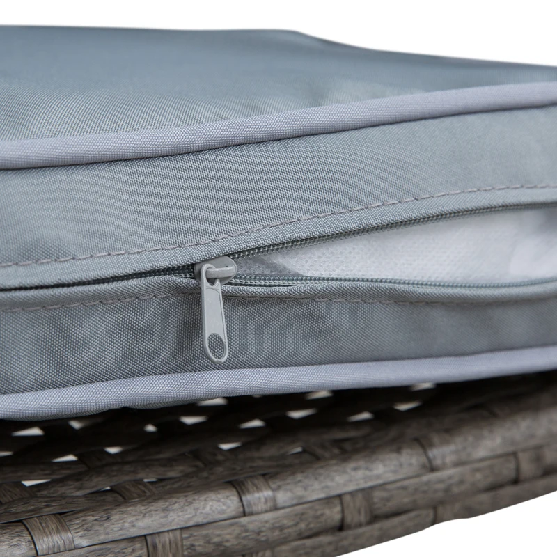 Outsunny 3 Pieces Patio Bar Set Wicker Garden Bistro Set Outdoor Furniture PE Rattan Table and Stools with Seat Cushion, Grey