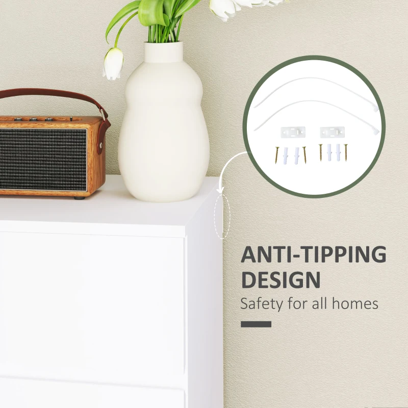 HOMCOM 4 Drawer Chest Storage Cupboard Freestanding Drawer Unit, White