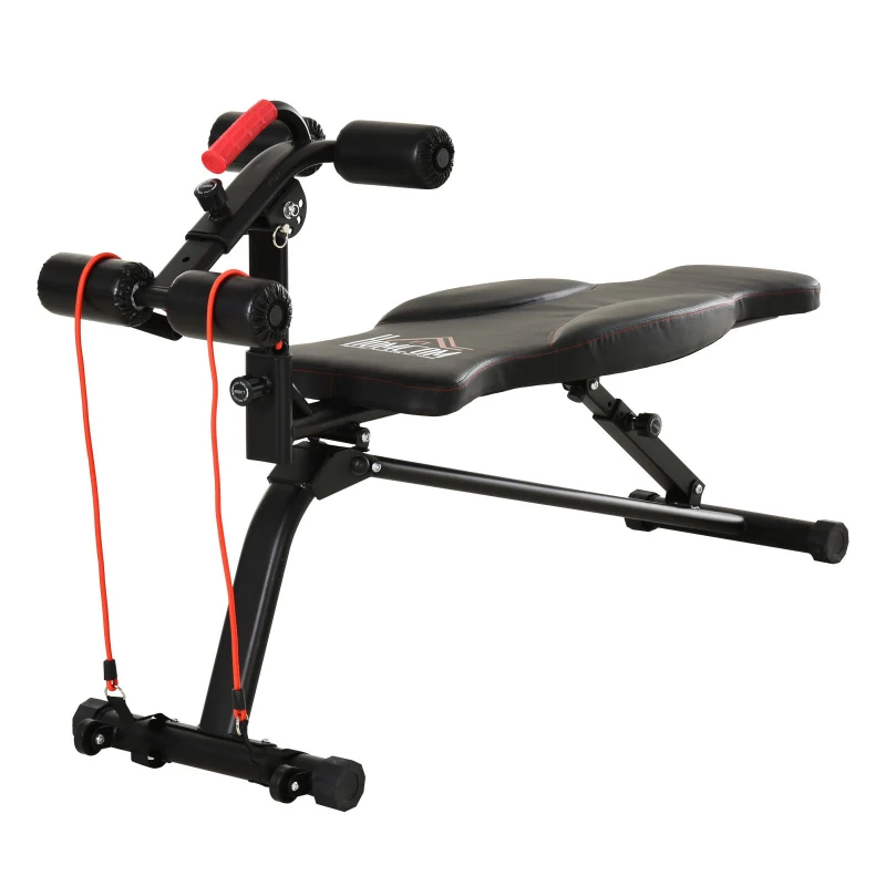 Soozier Multifunctional Sit Up and Dumbbell Weight Bench with 4-Angle Adjustable Backrest & Lightweight Portable Design - Black