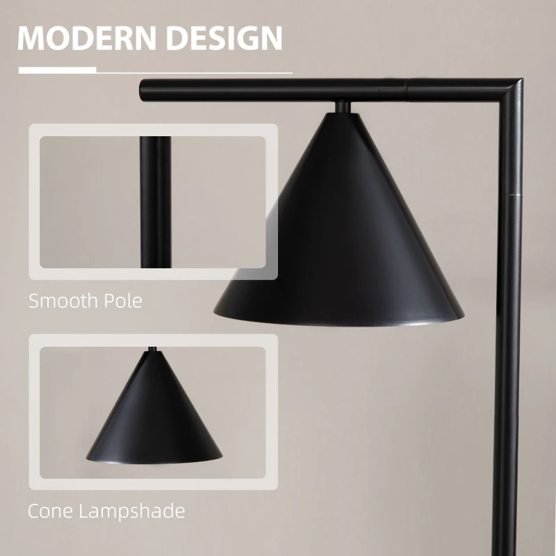 HOMCOM Floor Lamps for Living Room Bedroom Lighting, Modern Adjustable Standing Lamp, 13.75"x10.25"x60.25", Black