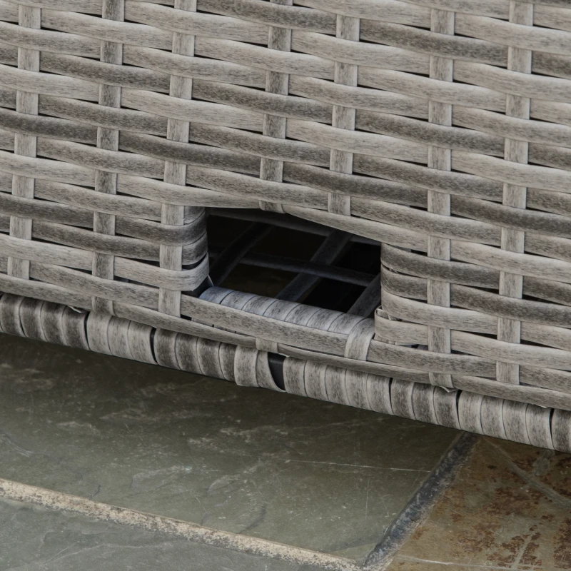 Outsunny Patio Rattan Daybed with Cushions, Wicker Outdoor Bed Lounger w/ Loveseat, Storage Ottoman, Coffee & Side Tables, for Poolside, Porch, Backyard, Gray