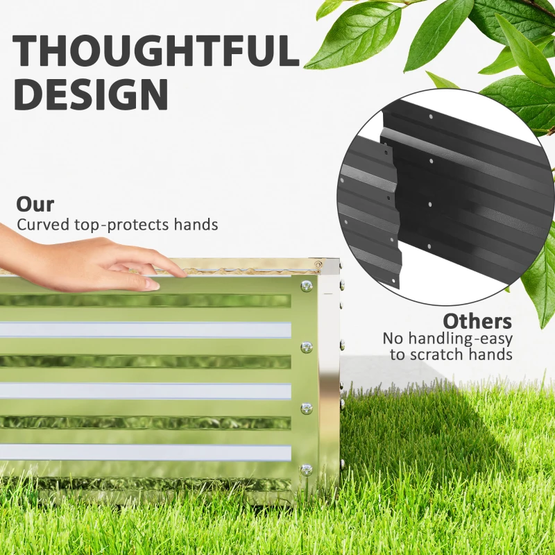Outsunny 4' x 4' x 1' Raised Garden Bed Galvanized Steel Planter Box for Vegetables, Flowers, Herbs, Silver