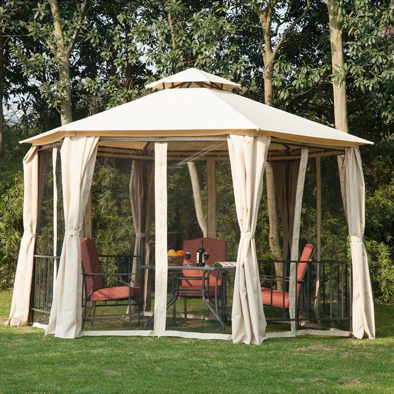 eRiNGo　0308 Outsunny 13ft Hexagon Gazebo Outdoor Canopy Shelter with